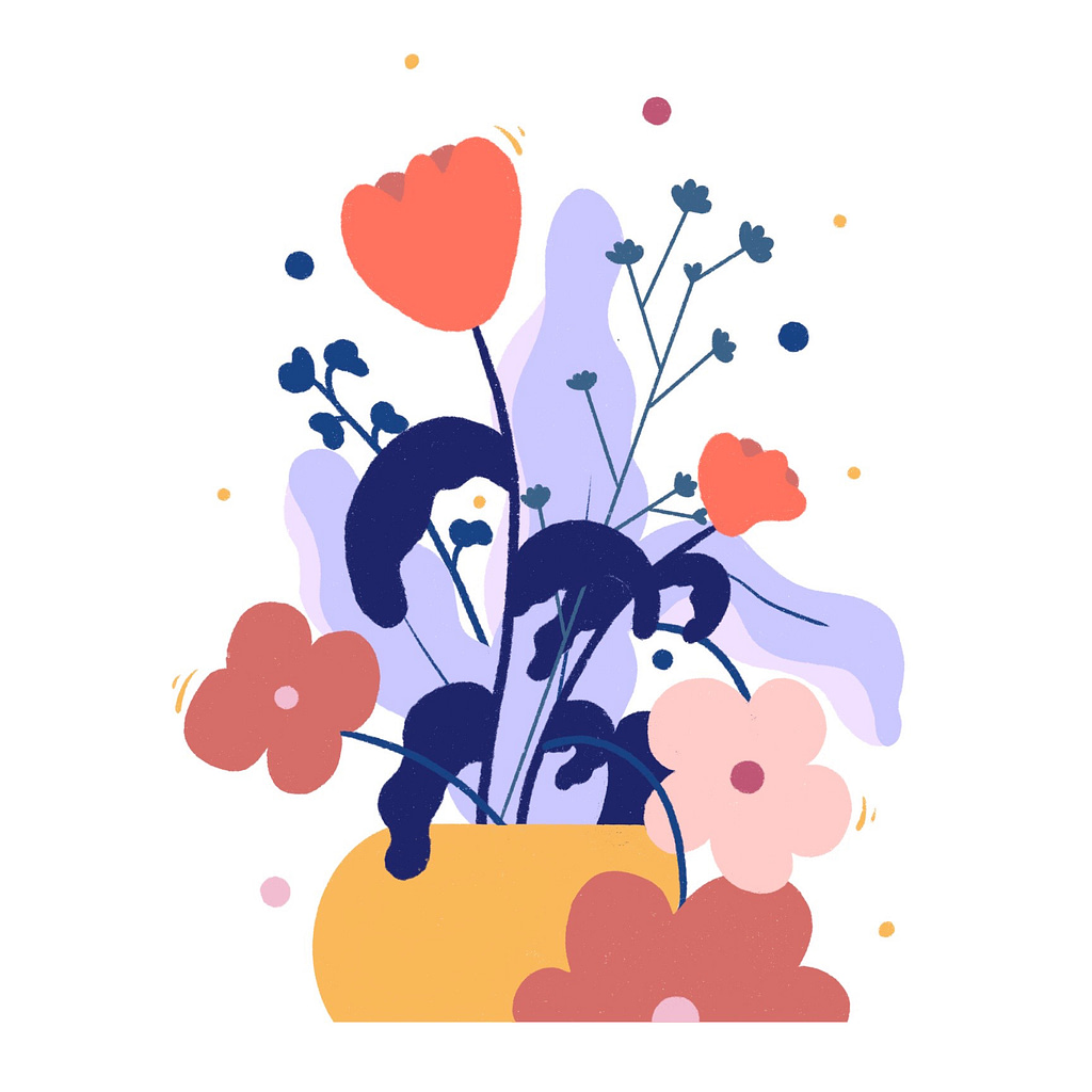 Illustration d'un vase avec des fleurs colorées