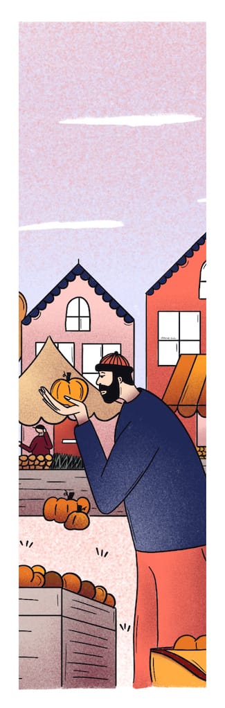 Marque-page avec une illustration de marché d'automne