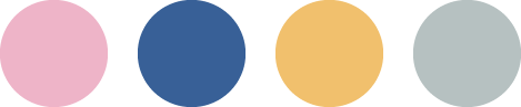 Image d'une palette de couleur avec 4 couleurs rose jaune bleu et vert