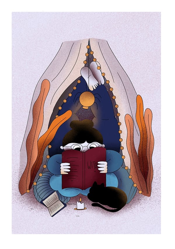 Photo d'une illustration représentant une jeune fille en train de lire